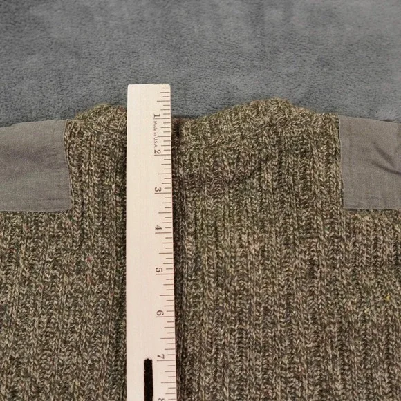 Eddie Bauer Sweater Mens Large Brown Pullover Military Crew Neck Elbow‎ Patches - Picture 7 of 11